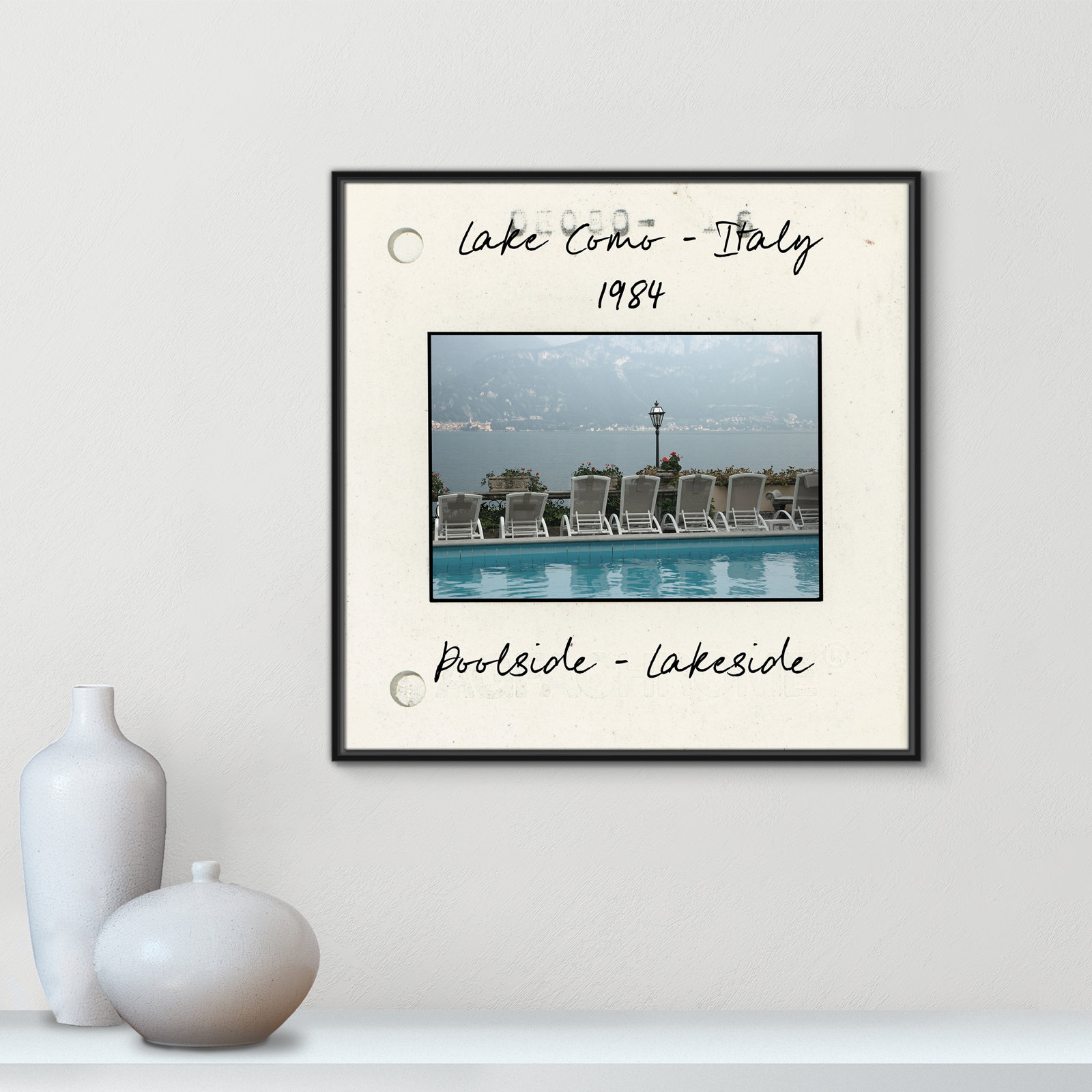 Travel Slide Collection "Lake Como, Italy" Print, Black Floater Framed Canvas, 31.5" H x 31.5" W x 2" D