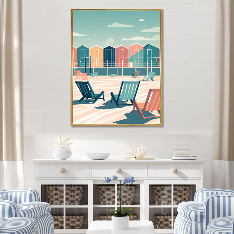 Beachside Rest V sur toile, H 44 po x l 34 po x P 1,5 po, Cadre flottant doré