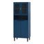 Armoire de rangement haute avec 2 portes vitrées et 2 portes, grande armoire de cuisine avec poignées dorées-1050952642