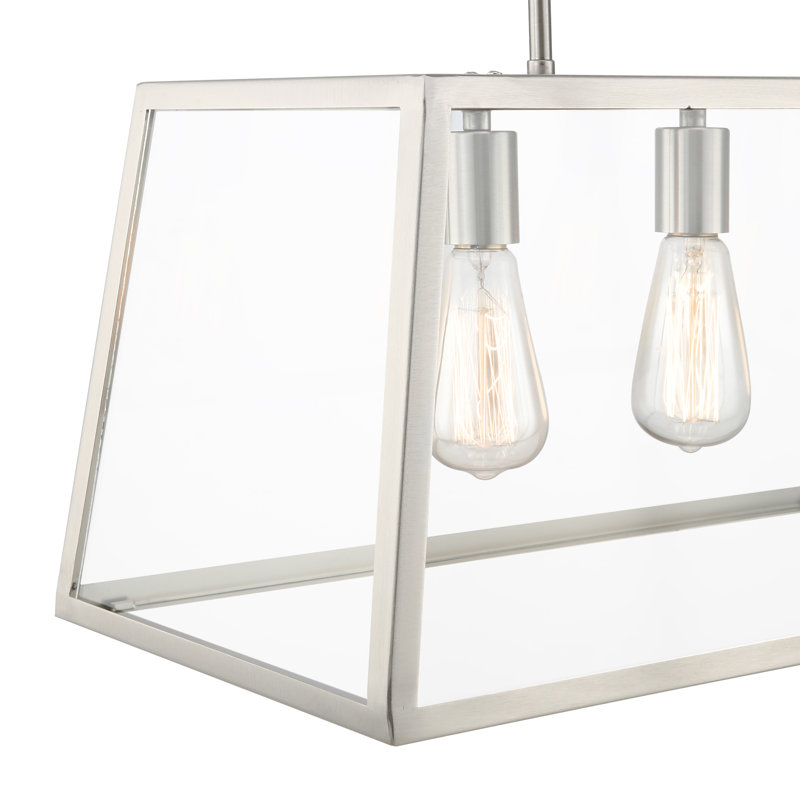 Luminaire suspendu linéaire à 4 lumières pour îlot de cuisine Asaru, Nickel satiné