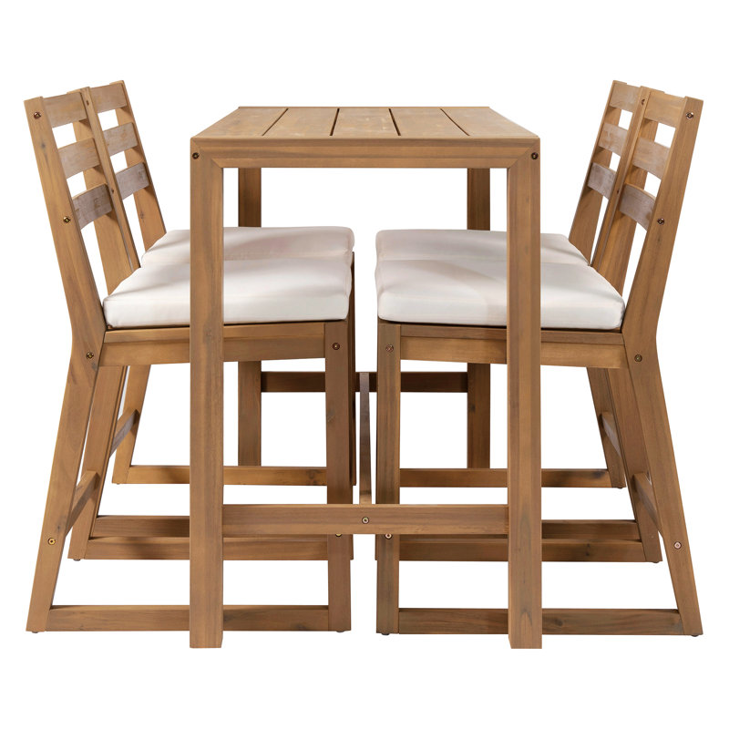 Ensemble de salle à manger d'extérieur en bois massif avec coussins l 52 po Solara, Light Teak