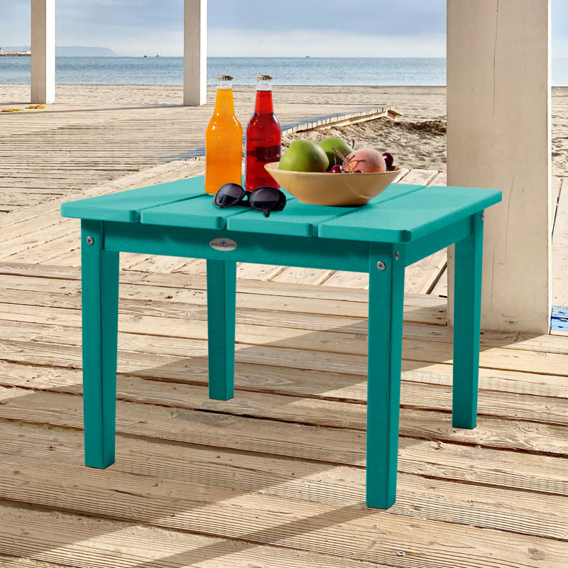 Middendorf Adirondack Outdoor Patio Table, 17" H x 22.75" W x 22.75" D, Seaglass Blue