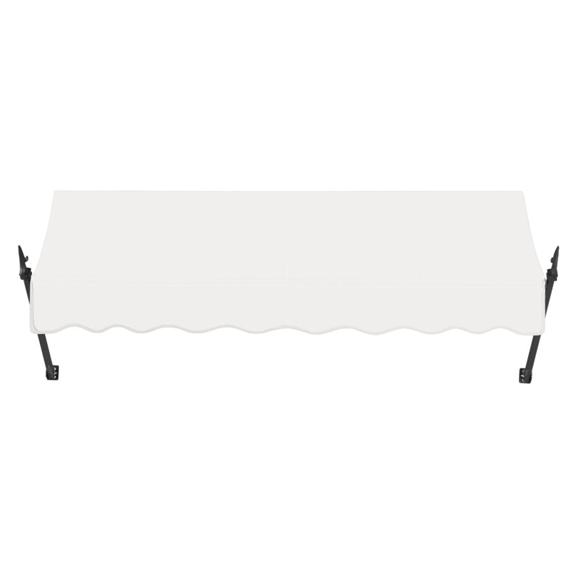 Awntech New Orleans Acrylic Fabric Fixed Awning with Iron Spear Arms, 31" H x 88.5" W x 16" D, White