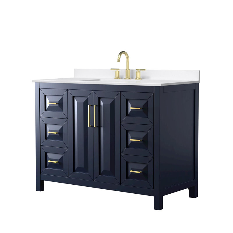 Daria 48'' W Vanity, Blue, Brushed Gold, White Quartz