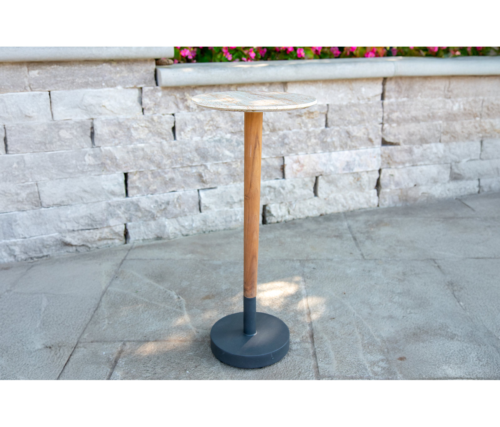 Teak & Marble Composite Cocktail Table, Tan