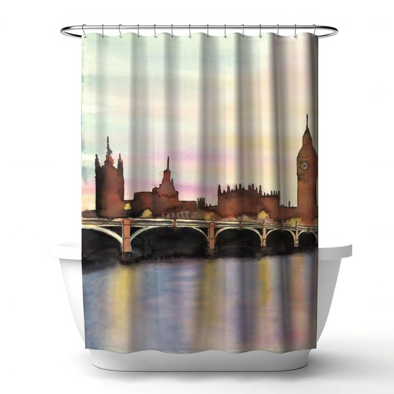 Shower Curtain CI378 – Polyester Shower Curtain, Dye Sublimation Print, 71" W × 74" L