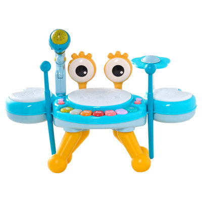 Adorable Crab Drum Set for Toddlers with Microphone & Drumsticks