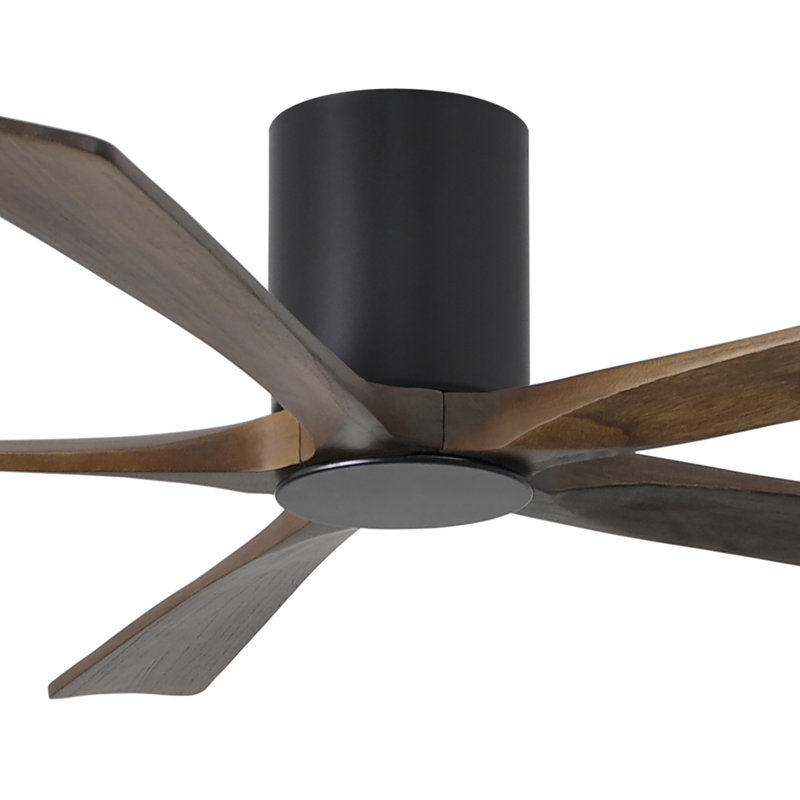 Irene Flushmount Light Kit 5 Blade LED Ceiling Fan, Matte Black, 60", Walnut Tone