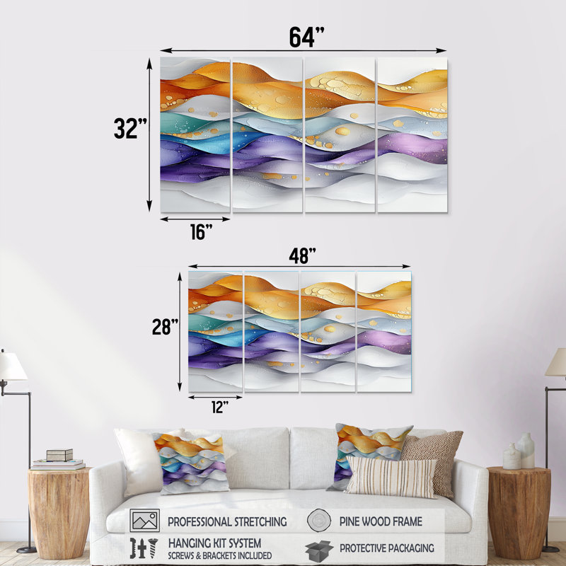 Odey - art mural paysage minimaliste - art mural moderne pour le salon, 4, H 28 po x l 48 po