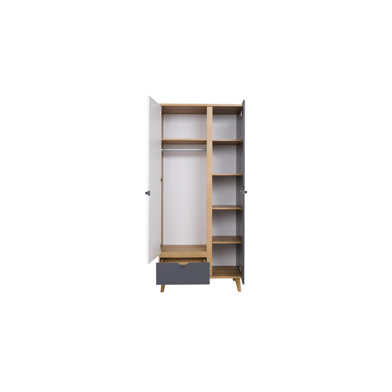 Coelia 2 Door Solid + Manufactured Wood Wardrobe