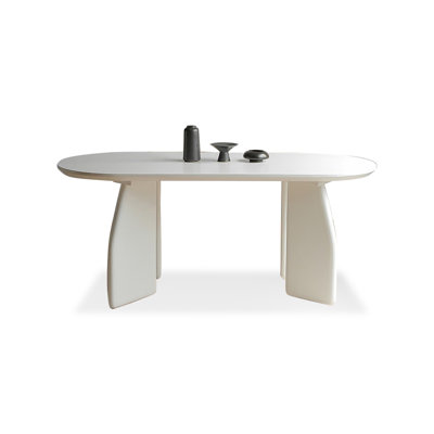 White Oval Solid Wood Dining Table