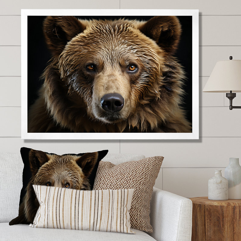 «Bear Portrait - Bear», reproduction d'art sur toile encadrée, Blanc, H 24 po x l 32 po, Cadre photo unique