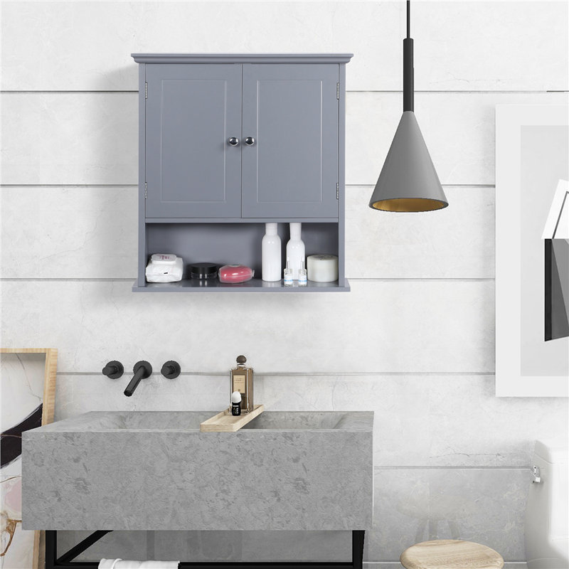 Armoire murale de salle de bain Angenette l 22,83 po x H 24,41 po x P 7,87 po, Gris foncé