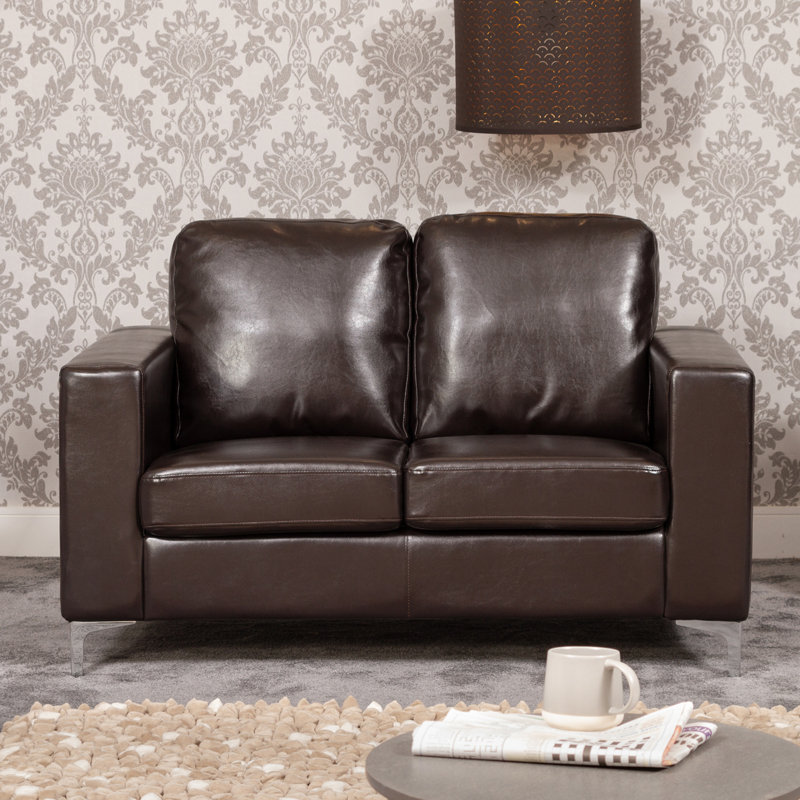 Laronzo 2 Seater Faux Leather Sofa, Brown