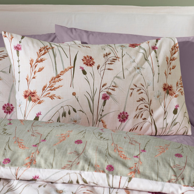 Brushed Grasmere Floral Cotton Reversible Duvet Cover Set, Single Duvet Cover Set + 1 Standard Pillowcase