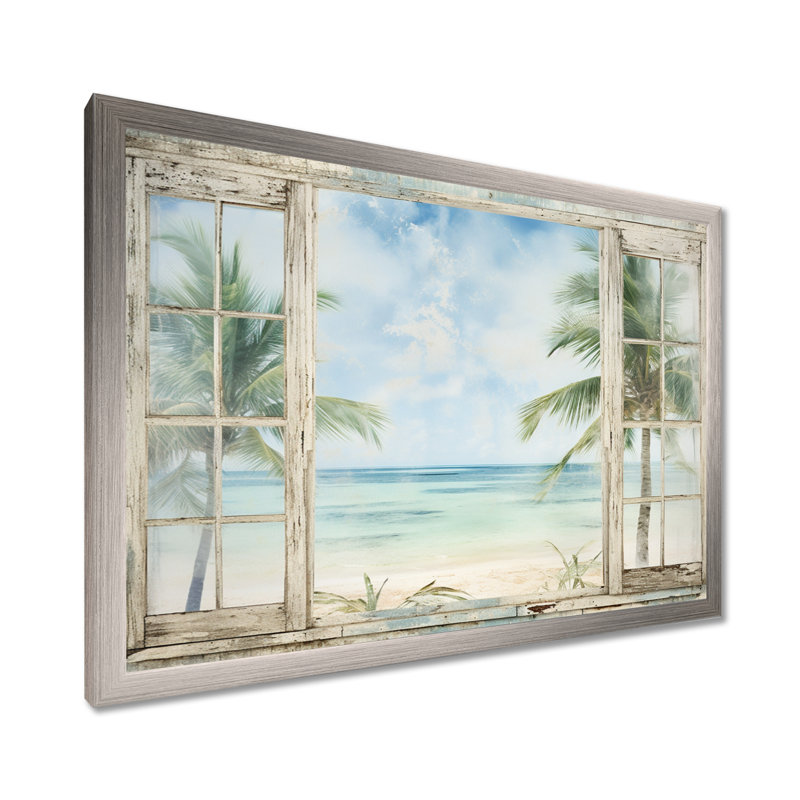Décoration tropicale fenêtre tropicale horizon II - fenêtres côtières, Cadre de coin argenté fermé