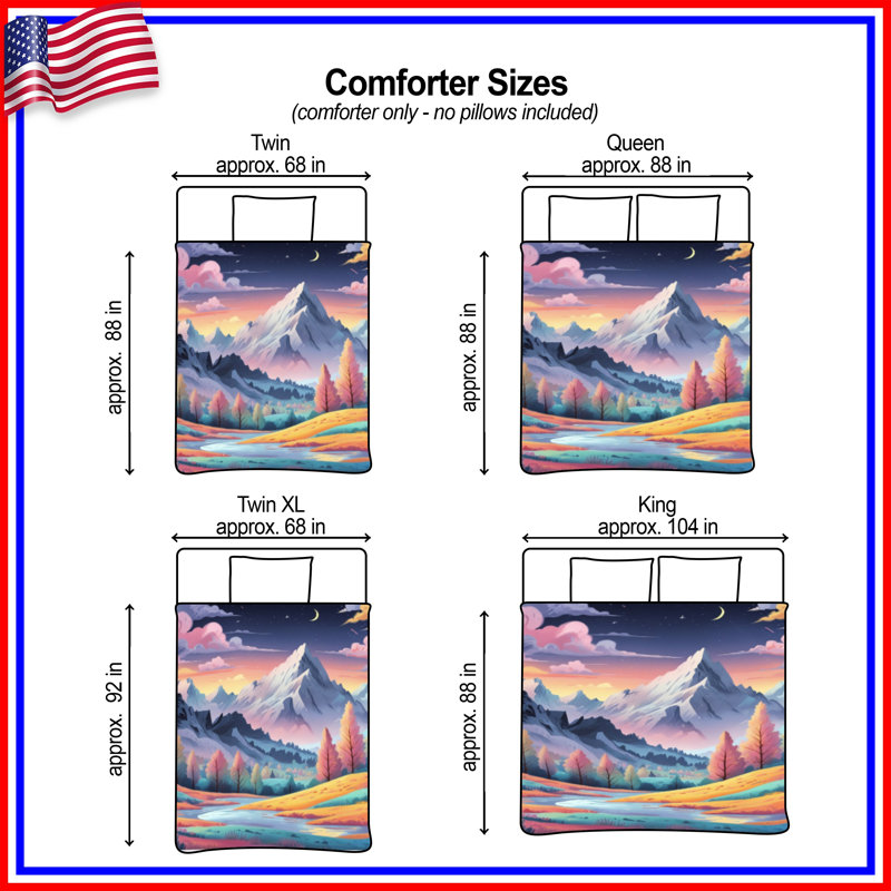 Mountain Landscape With River Comforter, Queen