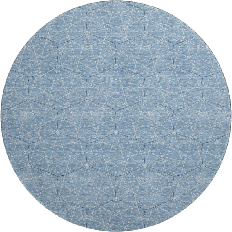 Premium Machine Washable Frome AMF987 Geometric Rug, Round 8'