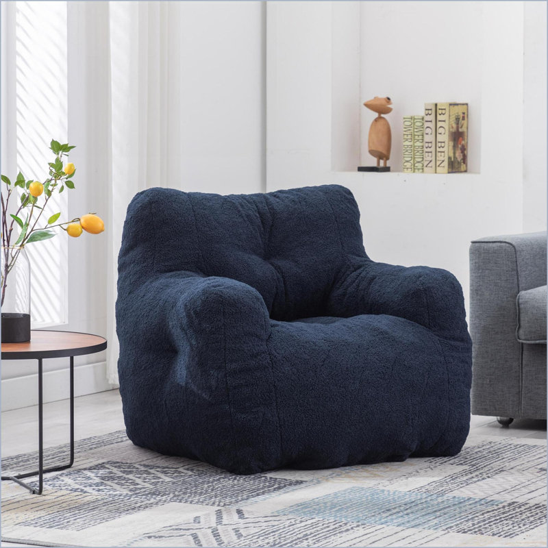 Fauteuil à billes doux en tissu doux et ergonomique Enfants | Bleu foncé | Ours en peluche, Ourson bleu