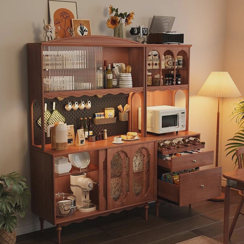 Buffet en bois massif brun et verre