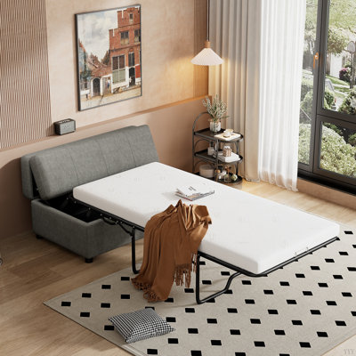 Lit simple escamotable avec repose-pieds et lit d'invité convertible avec matelas