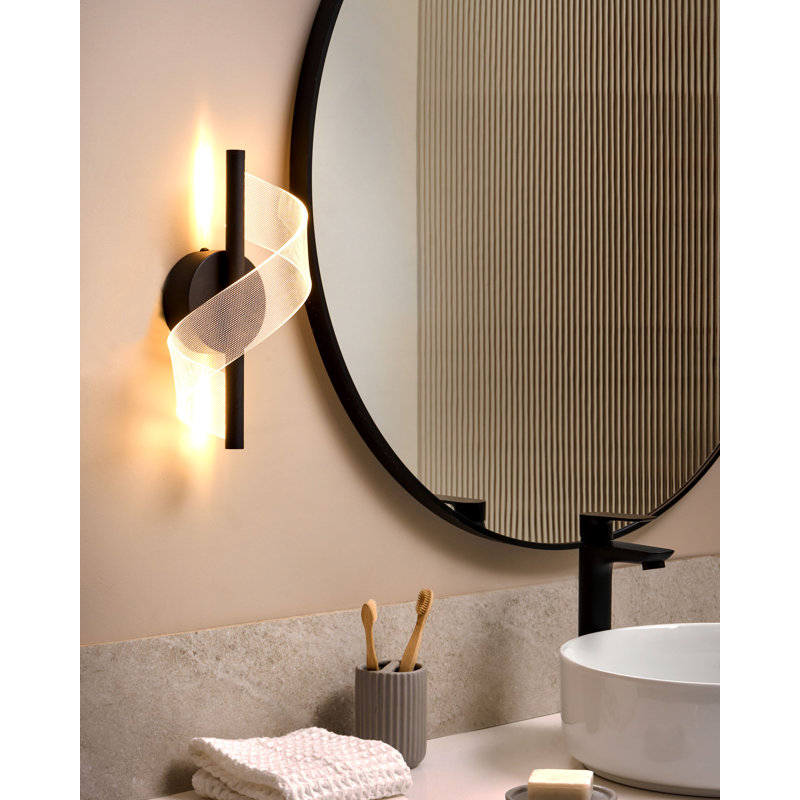 Iron LED Armed Sconce, Matte Black