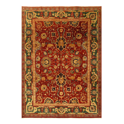 Wilness Oriental Handmade Rectangle 9' x 13' Cotton/Wool Area Rug in Green/Brown/Red -  Isabelline, C3C6A1DC234F4482B121844767BB8FBE