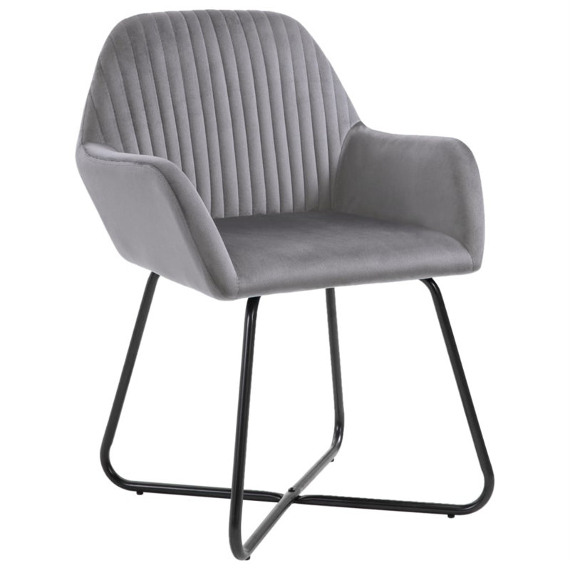Dining Chairs Upholstered Chair with Metal Legs for Living Room Velvet, Gray