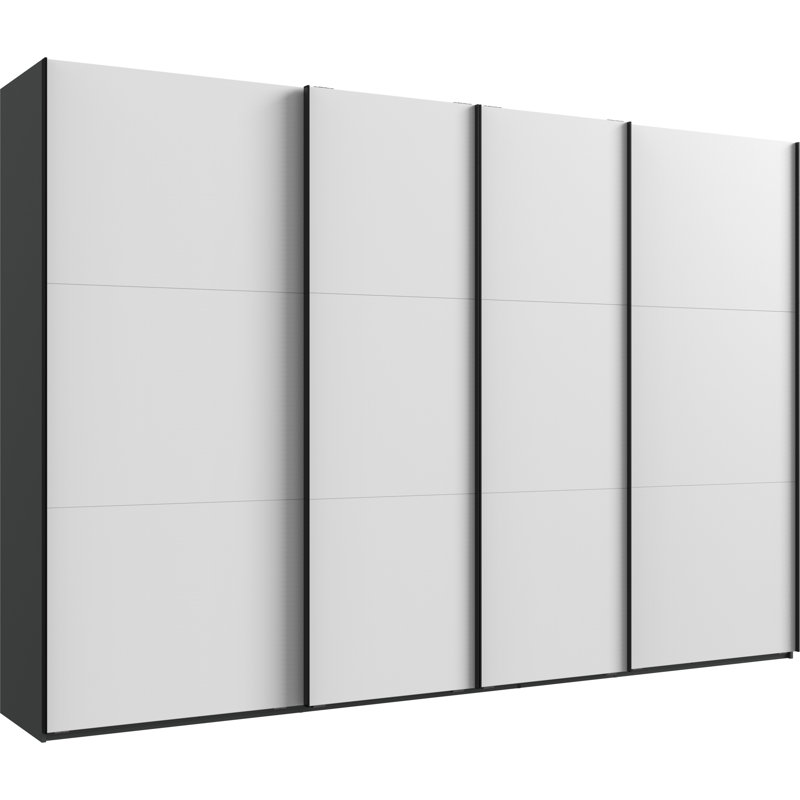 Guardino 4 Door Wardrobe, 216cm H x 350cm W x 65cm D, Graphite/White