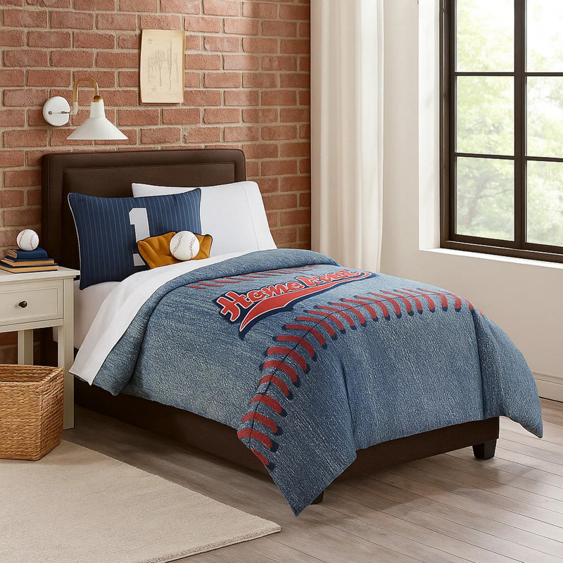 Ensemble d'édredon en microfibre bleu, Édredon double et 5 pièces supplémentaires