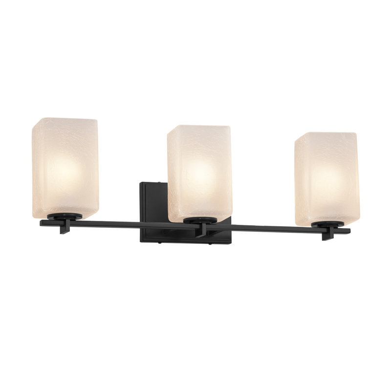 Casson 3 - Light Dimmable Vanity Light, Matte Black, Frosted Crackle