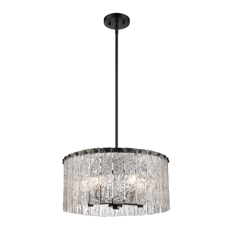 Luminaire suspendu tambour 5 lumières, Noir mat