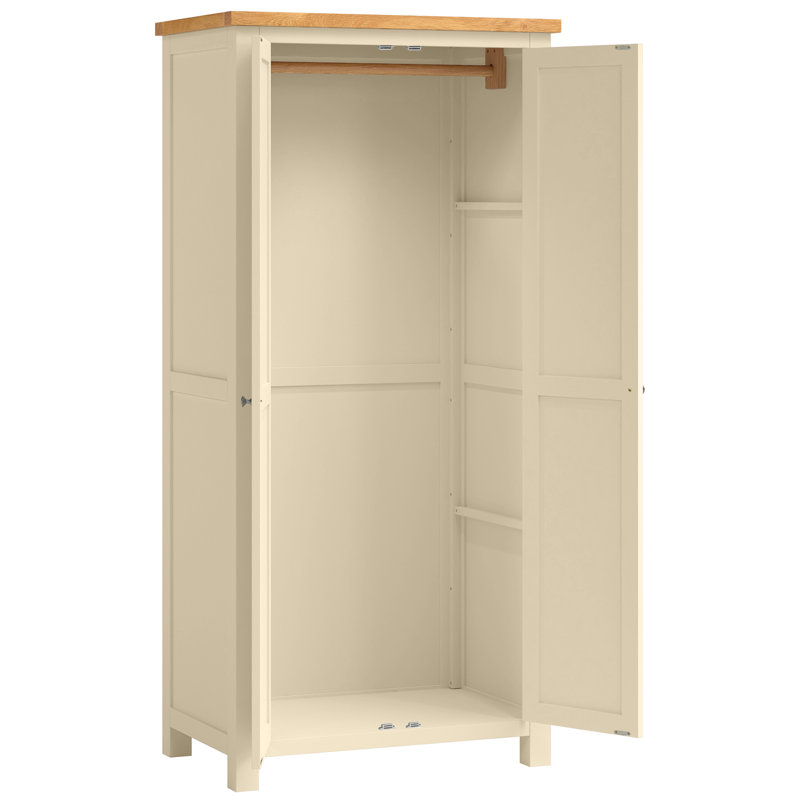 Clower 2 Door Solid Wood Wardrobe