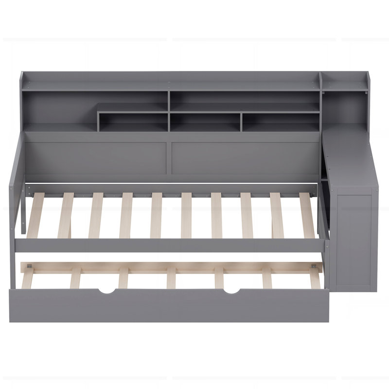 Wooden Daybed with Storage Shelves, Full