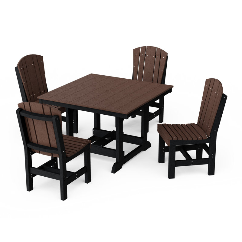 Heritage 5-Piece Side Chair Square Dining Set, Tudor Brown/Black
