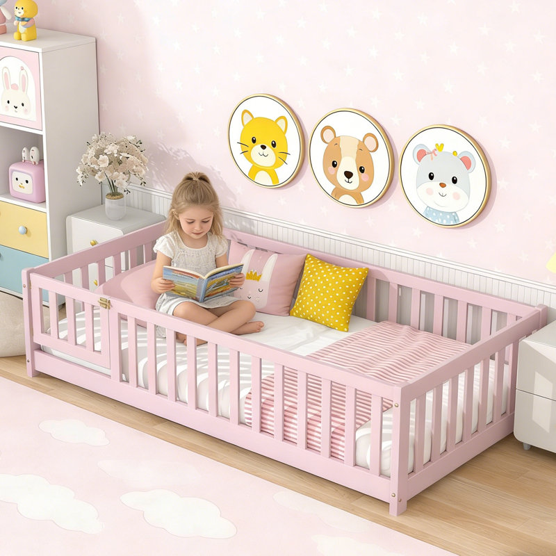 Lit de sol Bellemave Montessori, simple, rose, Pink