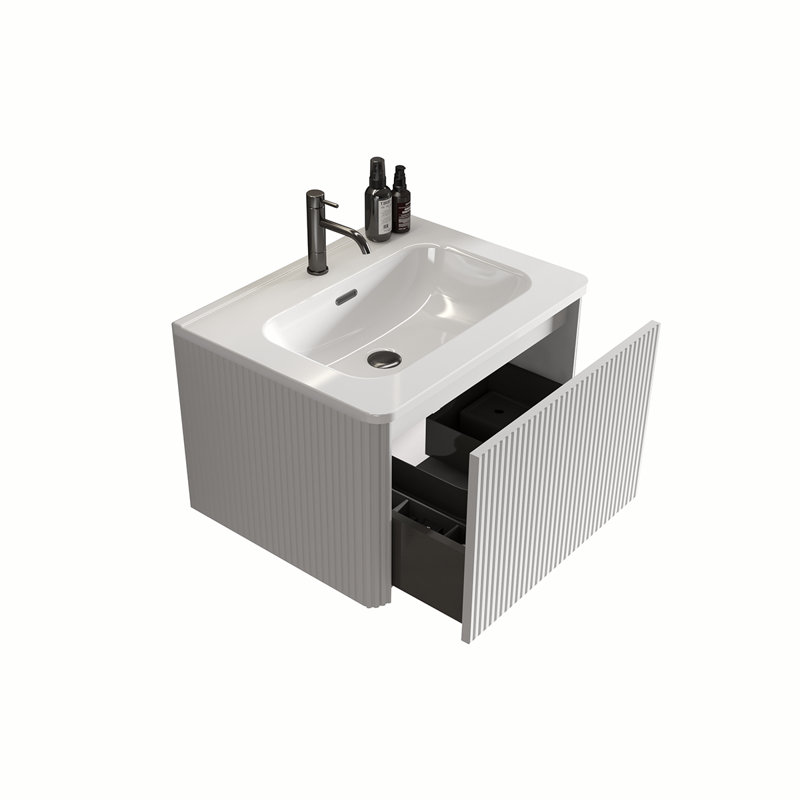 Meuble-lavabo mural 24 po à rayures, Blanc
