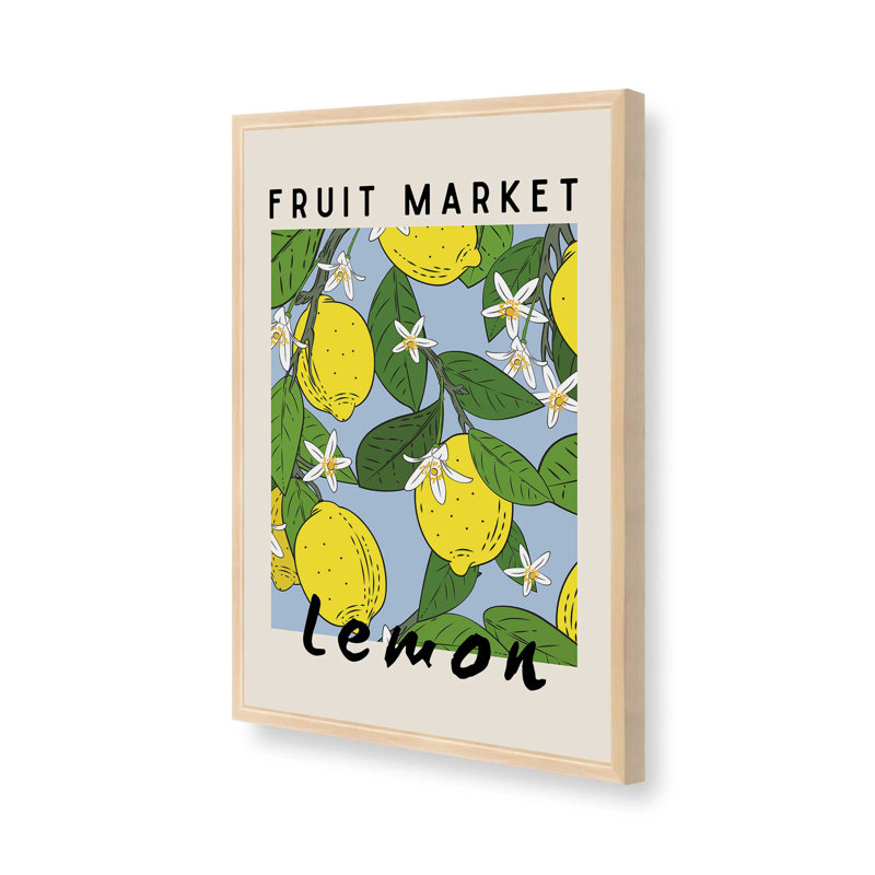 Lemon Fruit Market, reproduction d'affiche, H 15 po x l 12 po, Érable brut