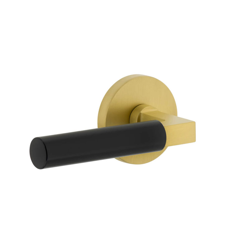 Circolo Satin Brass Rosette Single Dummy with Satin Black Contempo Smooth Lever