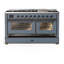 Majestic III Series 60 Inch Dual Fuel Range with 7 Sealed Burners, Griddle, in Blue Grey (Liquid Propane, Burnished Trim)-117886129-117886138-117886139