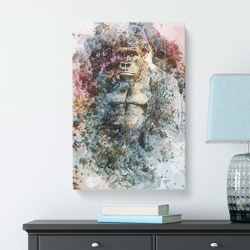 The Silverback Gorilla in Abstract - Wrapped Canvas, 50cm H x 35cm W x 3cm D