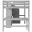 Lit mezzanine double avec bureau en L, tiroirs, armoire et bureau pour escalier en option-588223714