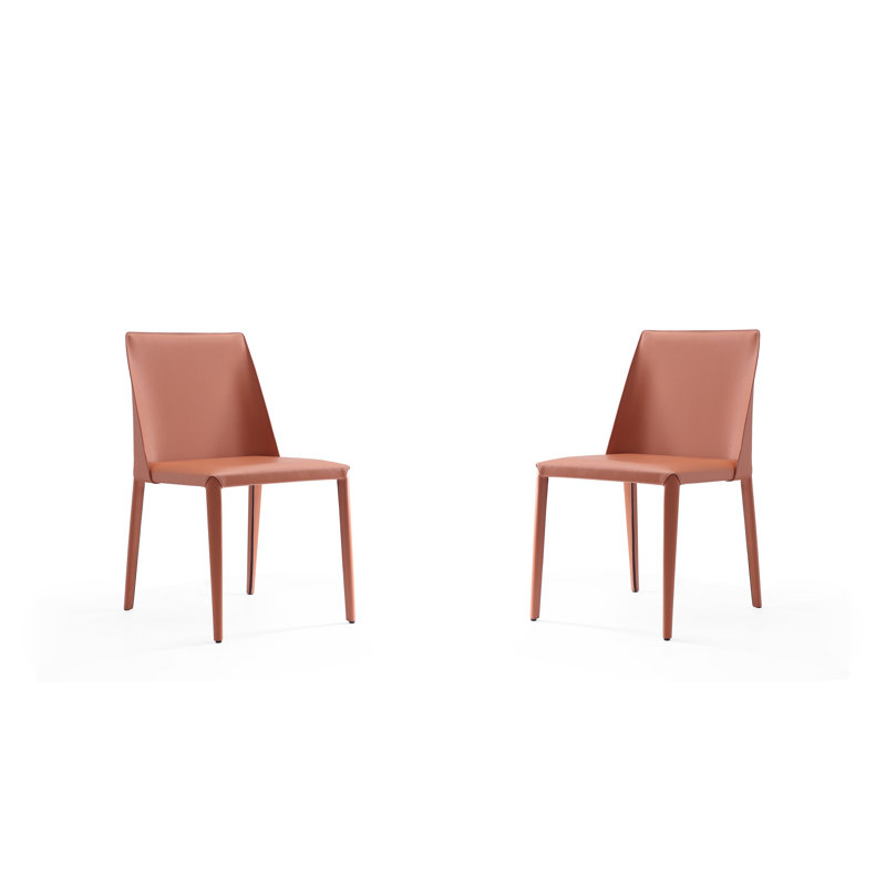 Paris Modern Vegan Leather Upholstered Metal Dining Chair in Clay, Clay