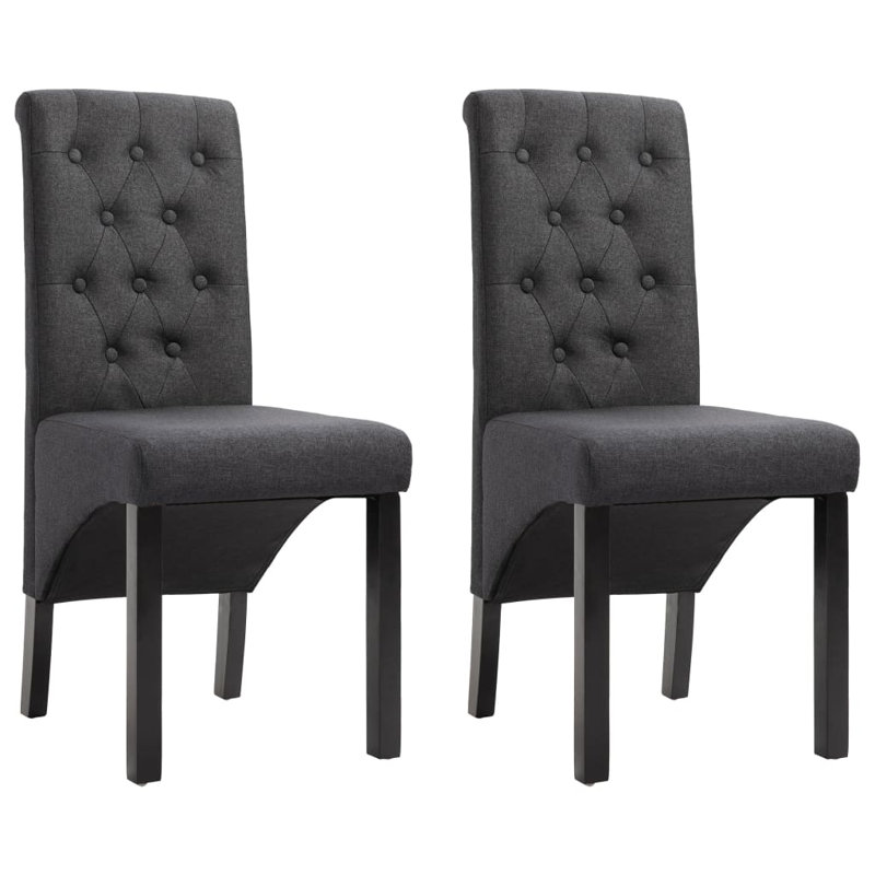 Dining Chairs Side Chair with Solid Wood Legs for Home Kitchen Fabric, Dark Gray, 2