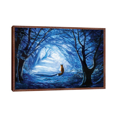 Red Fox In Blue Cypress Grove by Laura Iverson - Painting on Canvas