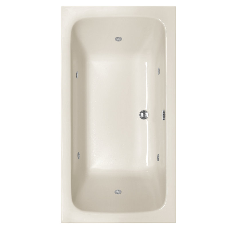Kira 72'' x 32'' Drop-In Acrylic Bathtub, Biscuit, Satin Chrome