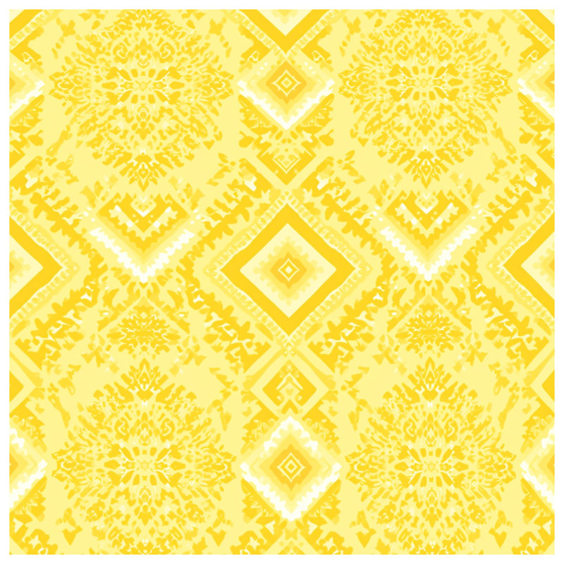 Yellow Ornate Pattern Double Sided Throw Pillows, 18 x 18 inches