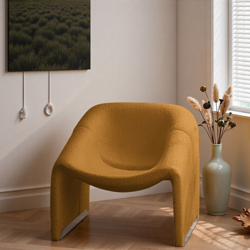 Fauteuil de loisir rétro en velours., Jaune