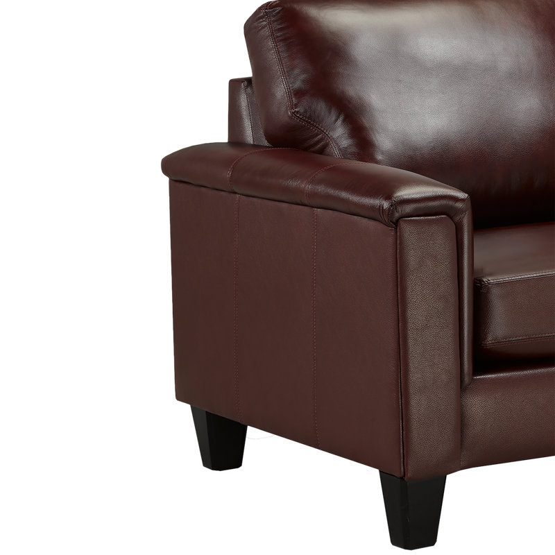 Fauteuil en cuir fleur 37 po Benson, Cuir véritable cerise