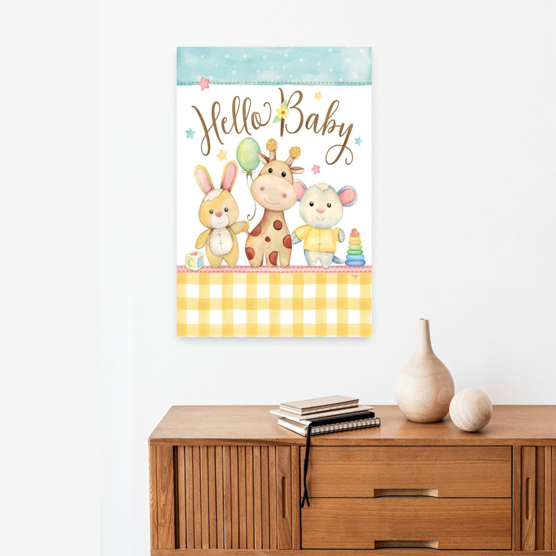 Illustration de bébé fantaisiste abstrait contemporain, H 24 po x l 16 po